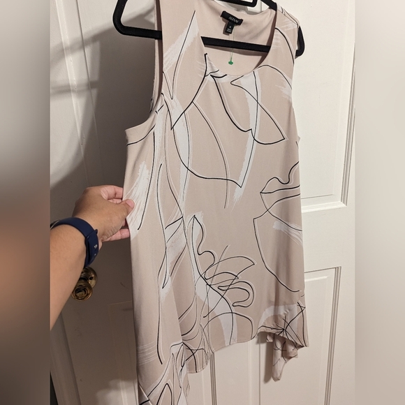 Alfani Beige Printed Sleeveless Trapeze Top - Picture 3 of 7